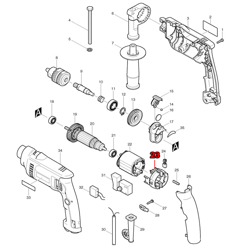 Makita Drill Hp1640 - حامل فرشاة استبدال لماكيتا HP 1620