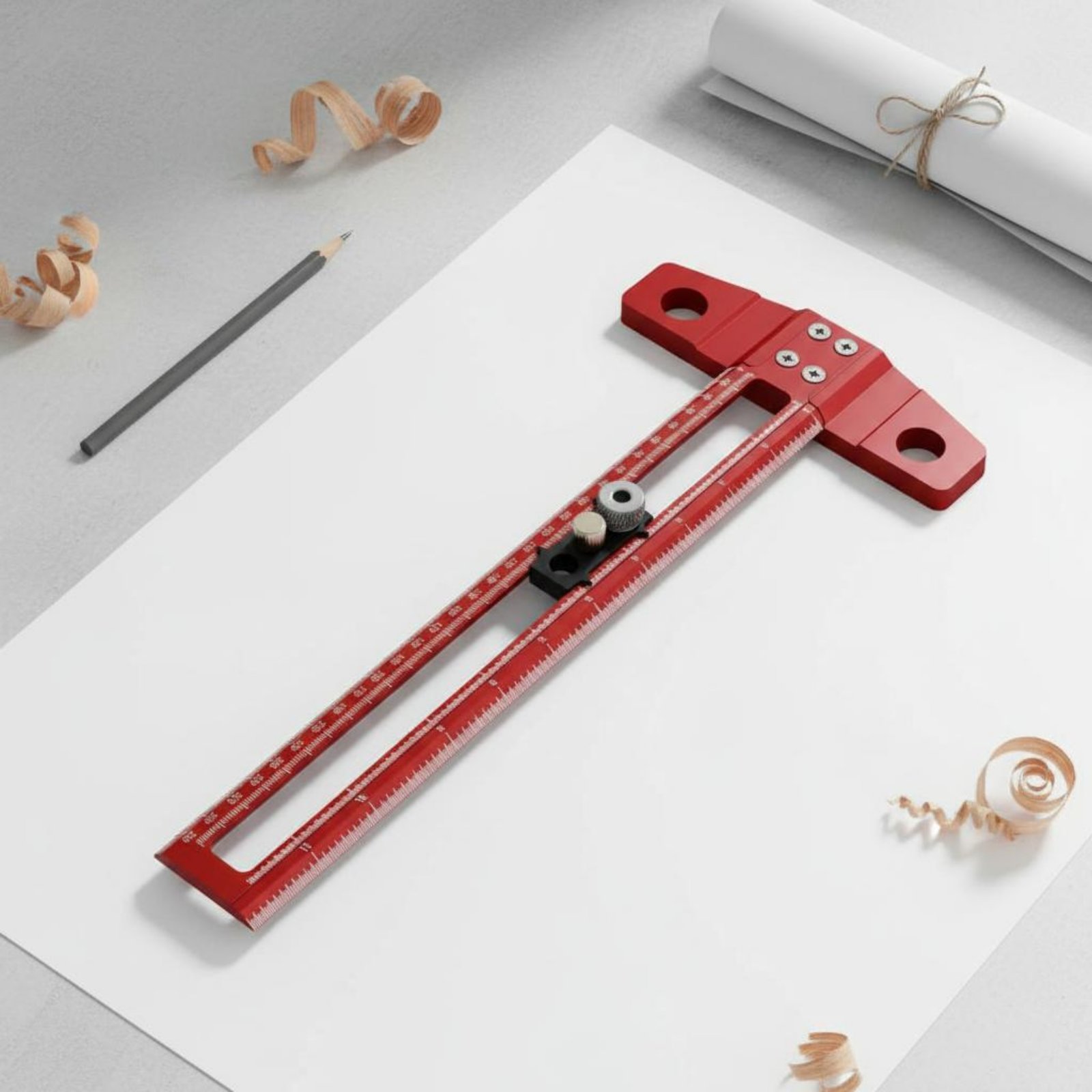 مسطرة تي-سكوير، دليل ثقب، مسطر - مراجعة Woodworking Workshop Design وسعره