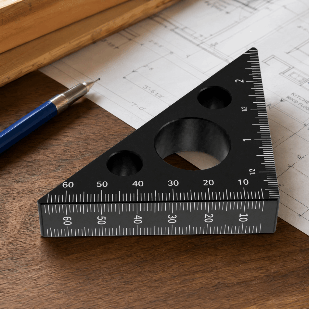 مسطرة مثلثة من سبائك الألومنيو - مراجعة Woodworking Workshop Layout وسعره