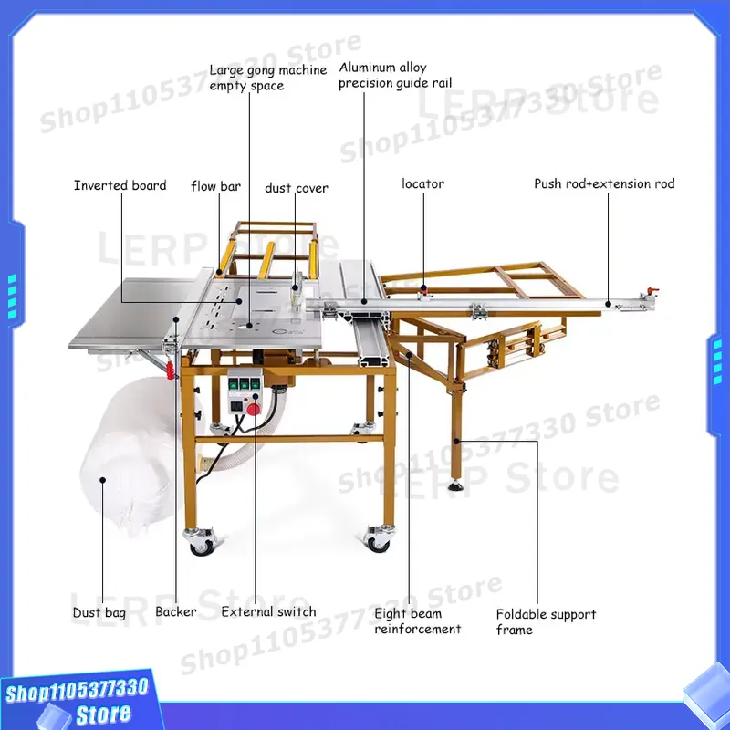 منشار طاولة منزلق محمول لأعمال - مراجعة Woodworking Workshop Design وسعره