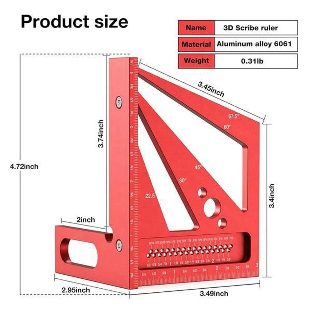 مسطرة قياس متعددة الزوايا ثلاث - مراجعة Woodworking Workshop Layout وسعره